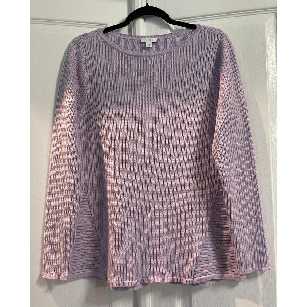 J Jill Sweater Womens Medium Purple Ribbed Long Sleeve Crew Neck Knit Pullover